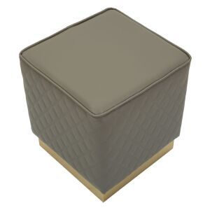 Sharon négyzet alakú, barna, steppelt műbőr puff arany lábbal - Lábtartó, puff