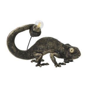 Gyík asztali lámpa, kaméleon alakú lámpa, egyedi asztali lámpa, dekoratív lámpa, arany és fekete lámpa - Asztali lámpa