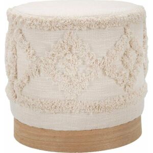 Damasco kerek puff fa talppal - Lábtartó, puff
