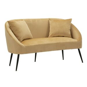 Bézs bársony kétüléses kanapé fekete lábakkal, <product_name>SOFA BROWY WITH CUSHIONS CM 137X69X79</product_name> - Nappali bútor