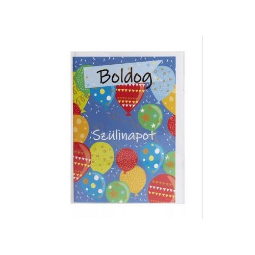 Képeslap színes lufikkal és Boldog Szülinapot felirattal, 13 x 19 cm - Kék 128420925