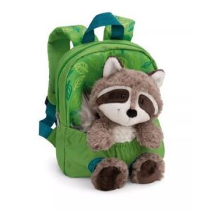 NICI grüner Rucksack mit Plüsch Waschbär, perfekt für Vorschulkinder - Rucksäcke & Taschen für Kindergarten