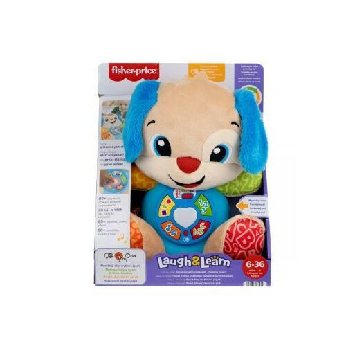 Fisher-Price Śmiej się i Ucz się Szczeniak, interaktywna zabawka edukacyjna dla niemowląt i małych dzieci, z lampkami, dźwiękami i aktywnościami do nauki liter, liczb, kolorów i kształtów