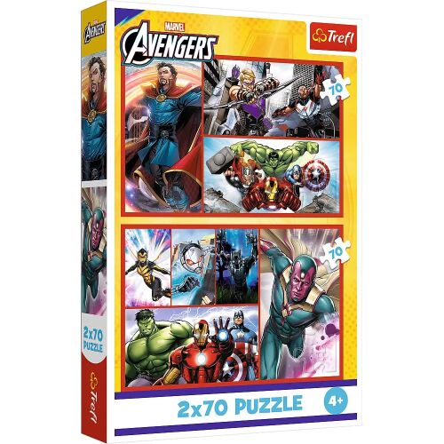 Trefl Puzzle Avengers 2x70 elementów pudełko widok pod kątem