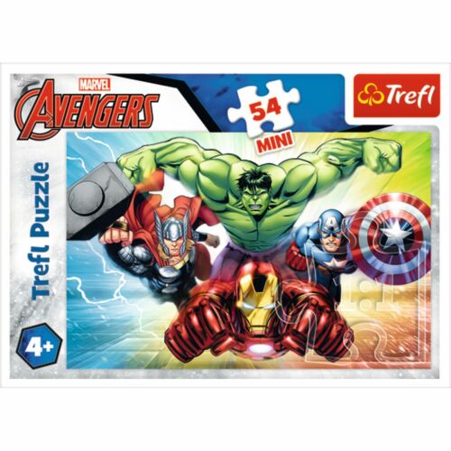 Trefl Marvel Avengers 54-teiliges Mini-Puzzle mit Hulk, Iron Man, Thor und Captain America