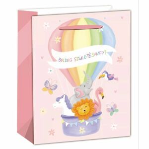 Ružičasta poklon vrećica s motivom balona, 26 x 32 cm, poklon vrećica s balonima - Umjetnost i hobiji