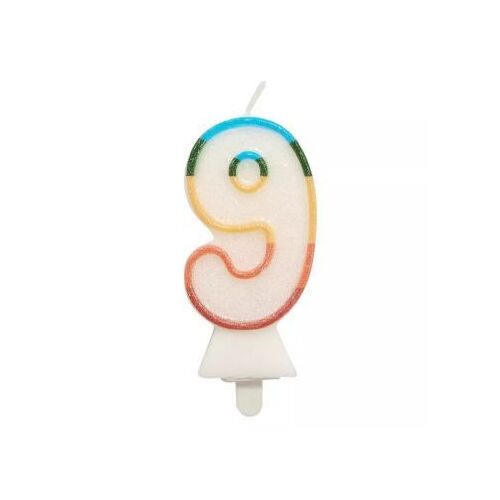 Színes számgyertya csillámmal, 8,5 cm - 9 135901413