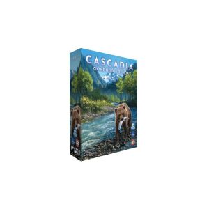 Cascadia társasjáték doboz, egy medve látható rajta, amint halászik egy folyóban, a háttérben hegyekkel - Gémklub