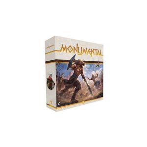 Monumental társasjáték doboz, egy pajzsos és kardos harcos látható rajta, aki egy másik harcossal küzd - Gémklub