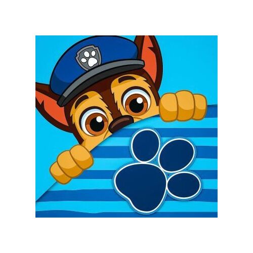 Čarobni ručnik Paw Patrol Chase, 30 x 30 cm, pamuk, plave i bijele pruge, otisak šape