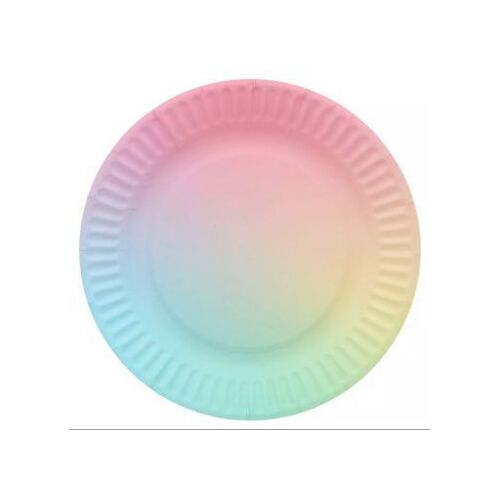 Pappteller mit Regenbogenmuster, 18 cm - 6 Stück 128422500
