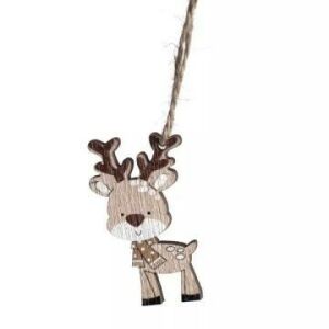 Drewniana ozdoba choinkowa w kształcie renifera ze sznurkiem do zawieszenia - Ozdoby choinkowe