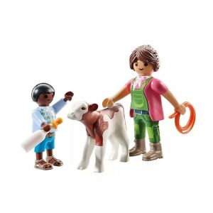 Playmobil: Farmer borjúval figura szett
