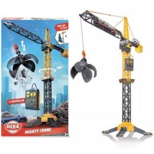 Dickie Toys Mighty Crane, 110 cm, diaľkovo ovládaný stavebný žeriav hračka pre deti, s otočným podstavcom a chápadlom - Autá a vozidlá