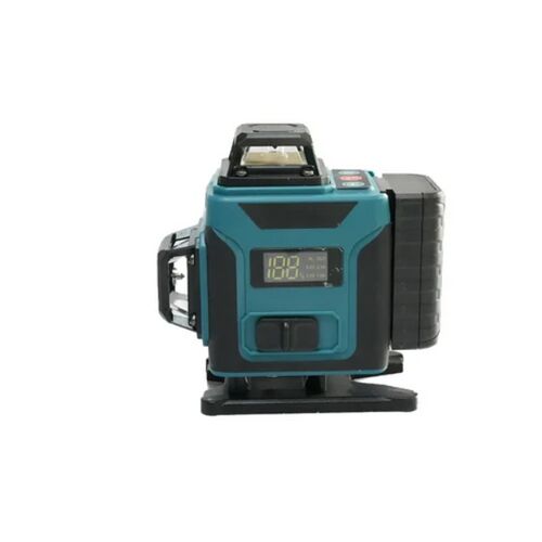 THO LUX M-1012 16 soros lézeres szintező, oldalnézet, zöld lézersugarak, kék és fekete készülék