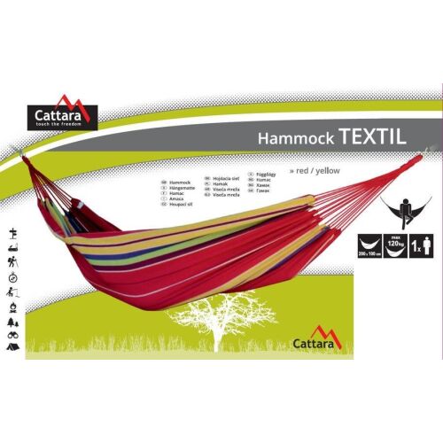 Cattara TEXTIL függőágy piros és sárga, 1 személyes, 120kg teherbírás - Függőágy