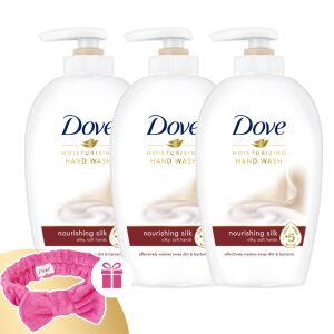 Dove Silk Hidratantni tekući sapun 3x250ml s besplatnom ružičastom trakom za glavu - Dove Sapun