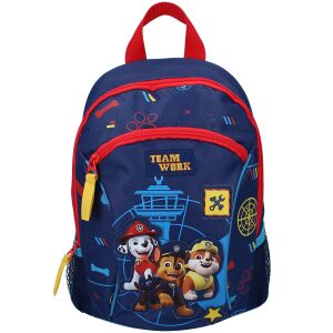 Widok z przodu plecaka Paw Patrol All You Need Is Fun, niebieski z postaciami z Paw Patrol i napisem 'Teamwork' - Plecak, torba Ovis