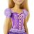 Közelkép a Disney Hercegnő Rapunzel baba lila fűzőjéről