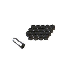 Set mit 20 schwarzen Bolzenkappen 17 MM + Mega Drive Zange 128440565 - Radschrauben