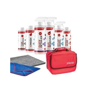 Sada Gtechniq Essential Maintenance Kit na starostlivosť o auto, obsahuje čistiace prostriedky, ochranné prostriedky, mikrovláknové utierky a tašku - Gtechniq