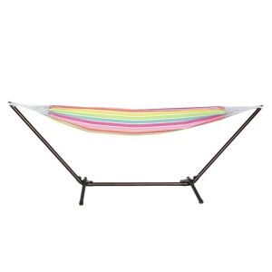 Fekete fém függőágy állvány, ideális a kertben vagy a teraszon való függőágy támogatásához - Függőágy