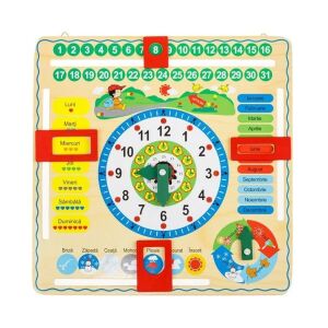 Drevený vzdelávací kalendárny hodiny pre deti, učí dni v týždni, mesiace, ročné obdobia a čas, 30,5x30,5 cm - Hračky pre rozvoj škôlkarov