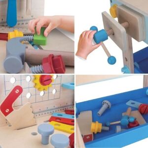 Drevená hracia pracovná doska s nástrojmi a príslušenstvom, 50 dielov, pre deti, Wood n'Play - Remeselné práce