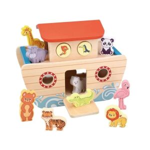 Drevená hračka Noemova archa so 16 zvieracími figúrkami, značka Wood n Play - Hračky pre rozvoj škôlkarov