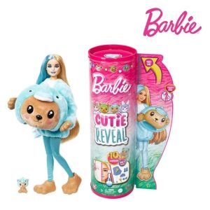 Barbie baba Barbie Box Reveal delfin modell, 3+ éves kortól, 10x32.5cm, kék-barna színű