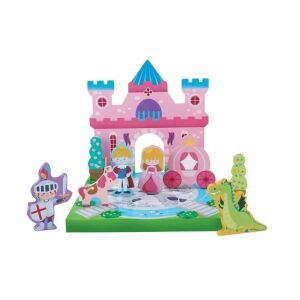 Fa építőkocka tégla vár és figurák készlet, 15 darab, 18 hónapos kortól, 30.5×30.5×31 cm