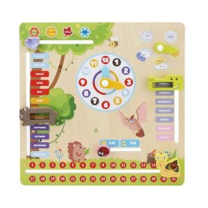 Drevený Montessori vzdelávací kalendár so 7 aktivitami pre deti, s hodinami, dňami v týždni, mesiacmi, ročnými obdobiami a ďalšími - Hračky pre rozvoj škôlkarov