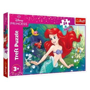 Disney Princessa Ariel 24-częściowa maxi układanka przedstawiająca Ariel w podwodnej scenerii, idealna dla dzieci w wieku od 3 lat - Puzzle