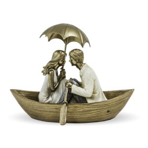 Szerelmespár csónakázó poly 17x23x15cm