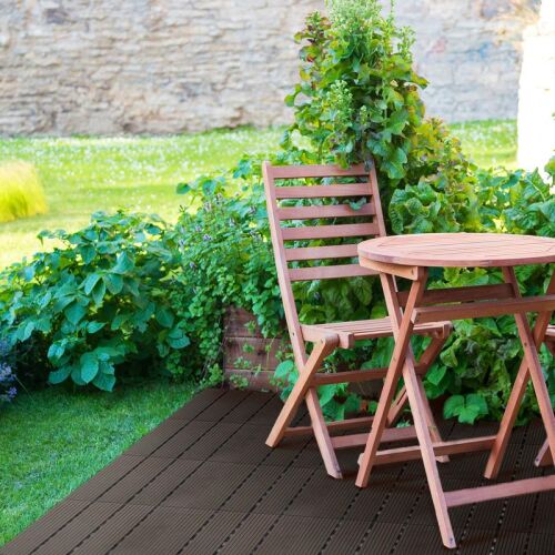 WPC padlóburkolat - 4 léces - 30 x 30 cm - fekete - 11 db / csomag 128448500