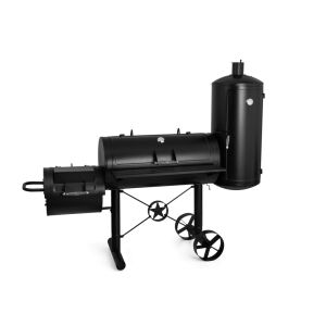 G21 Kentucky BBQ grill, fekete eltolt füstölő két grillező felülettel és füstölővel, kerekeken - G21