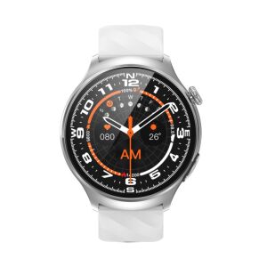 wonlex MF19-S okosóra fehér szilikon szíjjal, elülső nézet, az idő és a dátum megjelenítésével - Okos eszköz