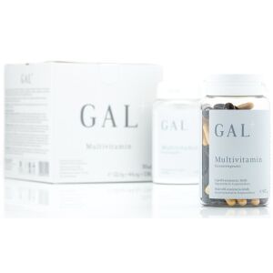 GAL+ Multivitamin étrendkiegészítő lipofil és hidrofil kapszulákkal és porral dobozban és üvegben - GAL