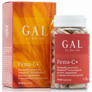 GAL Fenu-C+ C-vitamin kiegészítő üveg és doboz, 90 kapszula, liposzómás C-vitamin - GAL