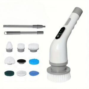 <product_name> 9-in-1-Elektro-Reinigungsbürste mit 9 austauschbaren Köpfen, Teleskopstiel und digitalem Display - Reinigungsbürste