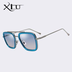 Szögletes napszemüveg, kékes lencsével ezüst kerettel 139143516 - Férfi napszemüveg