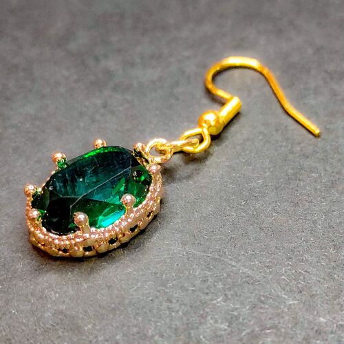 Ovális zöld kvarc kristály fülbevaló, 1 pár 135913793