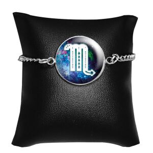 Horoszkóp SKORPIÓ üveglencsés karkötő ezüst színben