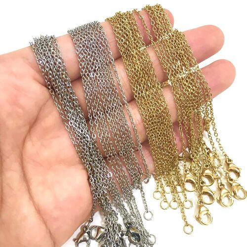 Ezüst színű rozsdamentes acél kubai link nyaklánc, 50 cm (vékony, 2 mm), 1 db 139149428