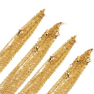 Arany színű rozsdamentes acél kubai link nyaklánc, 50 cm (vékony, 2 mm), 1 db