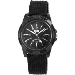 Qbos vászonszíjas férfi-kamasz karóra, fekete