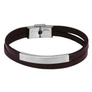 Akzent valódi bőr karkötő acéllappal, 21 cm