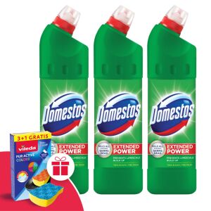 Domestos Extended Power Pine 3x750ml cu Burete Vileda cadou - Produse de curățare generală