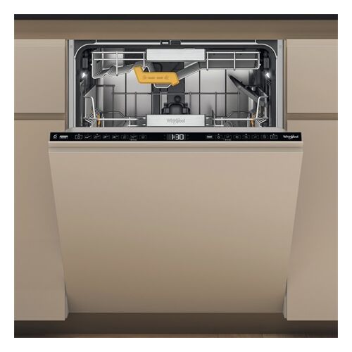 Vstavaná umývačka riadu Whirlpool WH8IA15AM3TUS0 s 15 sadami, otvorené dvere ukazujú vnútro a ovládací panel