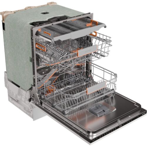 Вградена съдомиялна машина Gorenje GV663A66, отворена врата, вътрешен изглед, 3 коша, неръждаема стомана